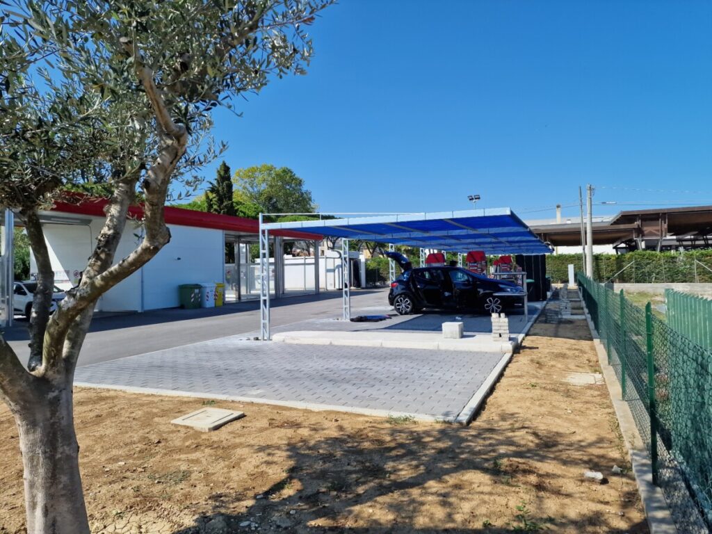 Pensilina per auto ombreggiante a palo diritto