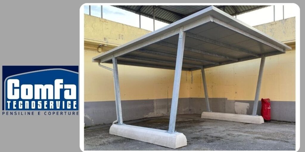 Pensilina fotovoltaica comfa tecnoservice modello due montanti con panne