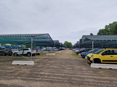 Strutture antigrandine per copertura parcheggio di grandi dimensioni antigrandine