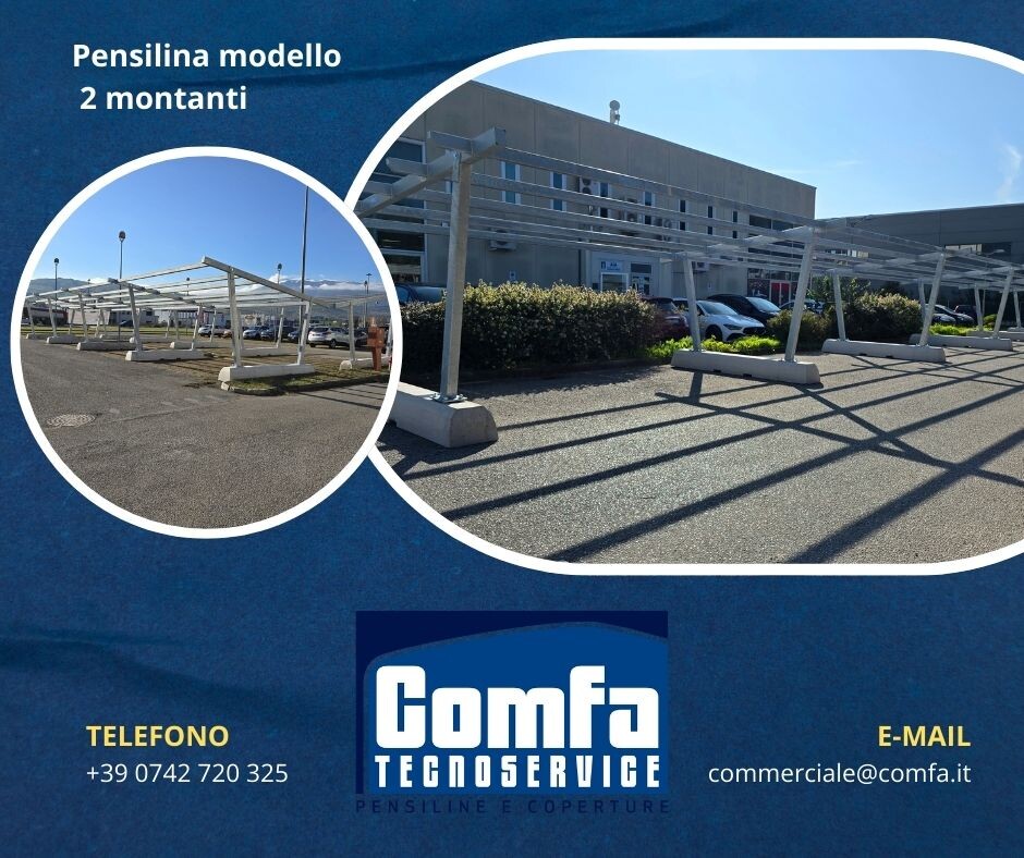Pensiline modello 2 montanti su basamenti esterni