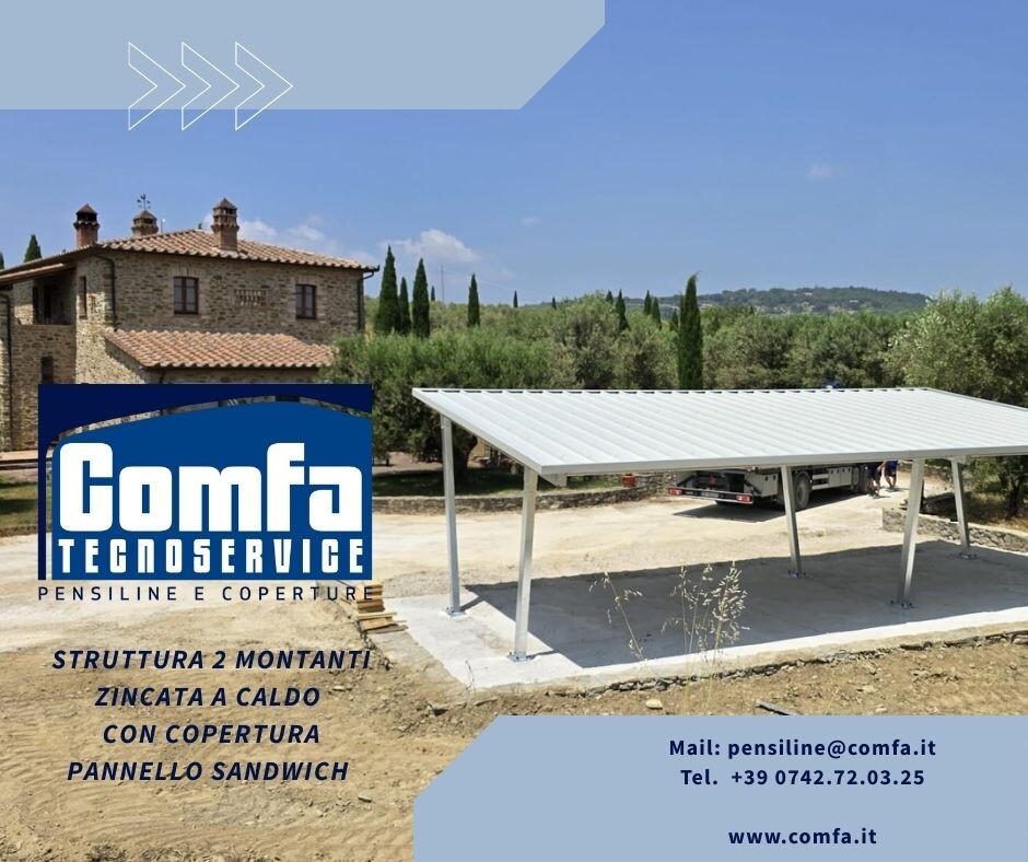 STRUTTURA 2 MONTANTI 10x5,4 ZINCATA A CALDO CON COPERTURA PANNELLO SANDWICH
