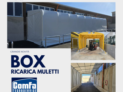 Struttura box ricarica muletti autoportante su misura box ricarica muletti