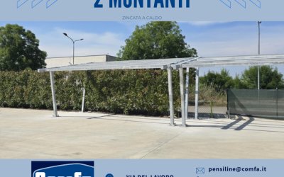 Pensilina fotovoltaica a 2 montanti zincata