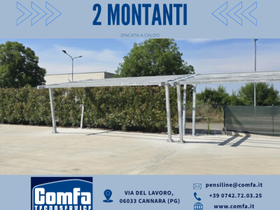 Pensilina fotovoltaica a 2 montanti zincata